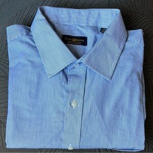Club Room Blue Dress Shirt Classic Linen Blend long sleeve